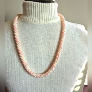Elegant Pink and White Beaded Necklace